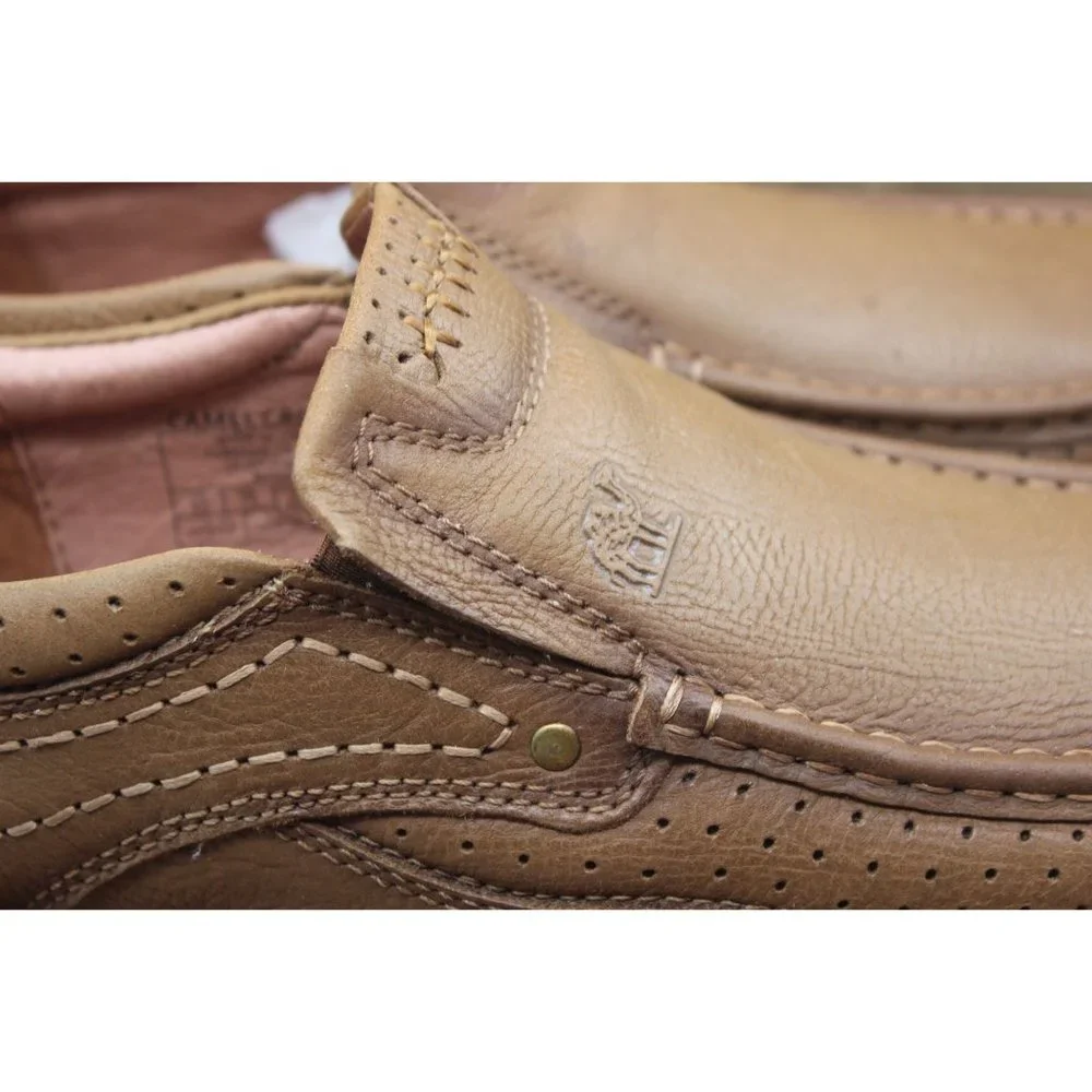 Camel Crown men's khaki leather comfort walking loafers slip‎ on shoes 13